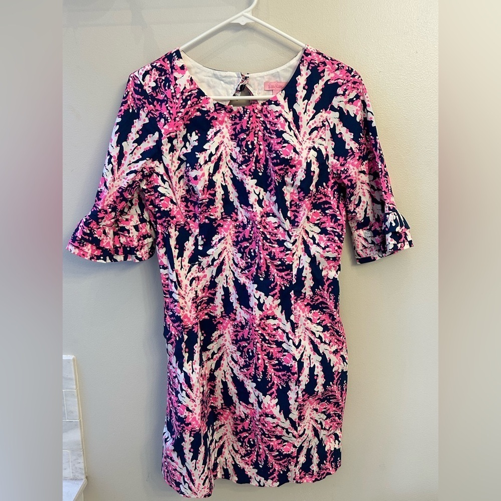 Lilly Pulitzer hot link and navy fiesta showstopper dress woman's size 6
